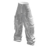 Baggy Cargo Pants w/ Pockets & Belt Straps White