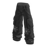 Baggy Cargo Pants with Spiderwebs (Gray)