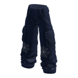Baggy Cargo Pants with Spiderwebs (Navy)