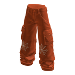 Baggy Cargo Pants with Spiderwebs (Orange)