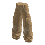 Baggy Cargo Pants with Spiderwebs (Tan)