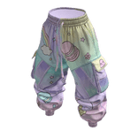 Baggy Cargo Puffy Pants - Pastels Rainbow Icecream