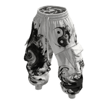 Baggy Cargo Puffy Pants - Yinyang Black & White