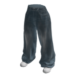 Baggy Jeans Pants Blue & White Shoes