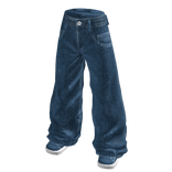 Baggy Jeans with Stacked Hems (Blue)