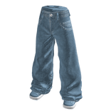 Baggy Jeans with Stacked Hems (Light Blue)