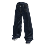 Baggy Jeans with Stacked Hems (Navy)