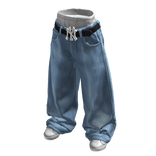 Baggy Light Blue Belted Jeans