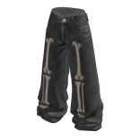 Baggy Pants with Bone Graphics (Charcoal)