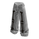 Baggy Pants with Bone Graphics (Light Gray)