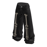 Baggy Pants with Skeleton Design (Black)