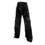 Baggy Ripped Grunge Y2K Studded Belt Jeans Black