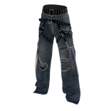 Baggy Ripped Grunge Y2K Studded Belt Jeans Blue