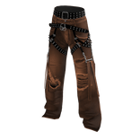 Baggy Ripped Grunge Y2K Studded Belt Jeans Brown