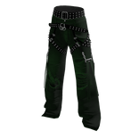 Baggy Ripped Grunge Y2K Studded Belt Jeans Green