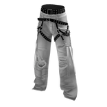 Baggy Ripped Grunge Y2K Studded Belt Jeans White