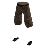Baggy Thrifted Cargos w/ Flip Flops (Brown)