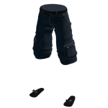 Baggy Thrifted Cargos w/ Flip Flops (Navy Blue)