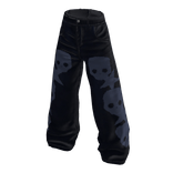 baggy y2k fashion skull pants (Blue)