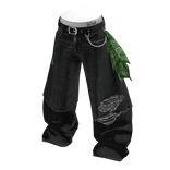 💗BANDANA DISTRESSED BAGGY JEANS_BLACK