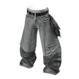 💗BANDANA DISTRESSED BAGGY JEANS_GREY