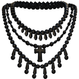 Beaded Gothic Cross Rosary Necklace Black