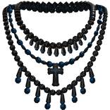 Beaded Gothic Cross Rosary Necklace Black Blue