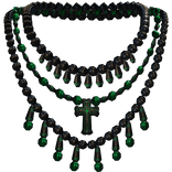 Beaded Gothic Cross Rosary Necklace Black Green