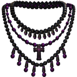 Beaded Gothic Cross Rosary Necklace Black Purple