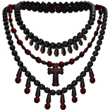 Beaded Gothic Cross Rosary Necklace Black Red