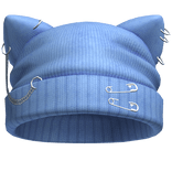 Beanie w Cat Ears Pierced Blue