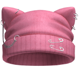 Beanie w Cat Ears Pierced Pink