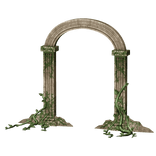Beige Ancient Overgrown Pillar Archway Background