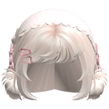 Beige Messy Buns W/ Mori Kei Pink Bonnet