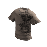 Beige Shirt with Silver Cross Chain