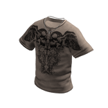 Beige Skull Shirt with Silver Cross Chain