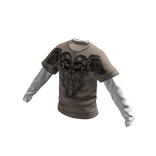 Beige Skull Shirt with Silver Cross Chain