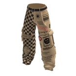Beige Trendy Checker Graphic Baggy Cargo Pants