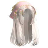 Beige Wispy Hair W/ Mori Kei Pink & Green Bonnet