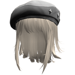 Beige Wolfcut w/ White Y2k Star Beret