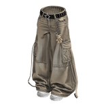 Beige Y2K Baggy Cargo Denim