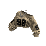 Beige Y2K Off-Shoulder Cropped Jersey