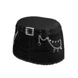 Belted Mini Skirt with Chains (Black)
