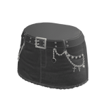 Belted Mini Skirt with Chains (Grey)