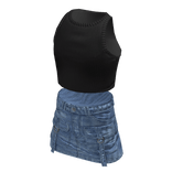 BerryBox March '24 Black Crop Top Denim Skirt