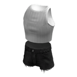 BerryBox March '24 White Crop Top Black Shorts