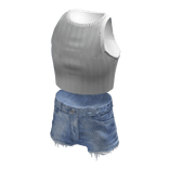 BerryBox March '24 White Crop Top Denim Shorts