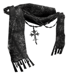 Dark Grey Mandala textured Chrome scarf w pendant