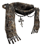 Tiger textured Chrome scarf w pendant