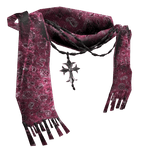 Pink paisley textured Chrome scarf w pendant